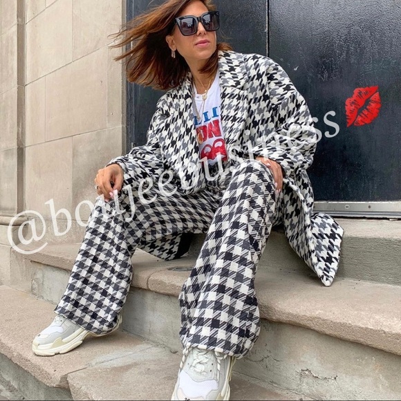 ZARA Oversized Jacquard Plaid Coat - Picture 5 of 7